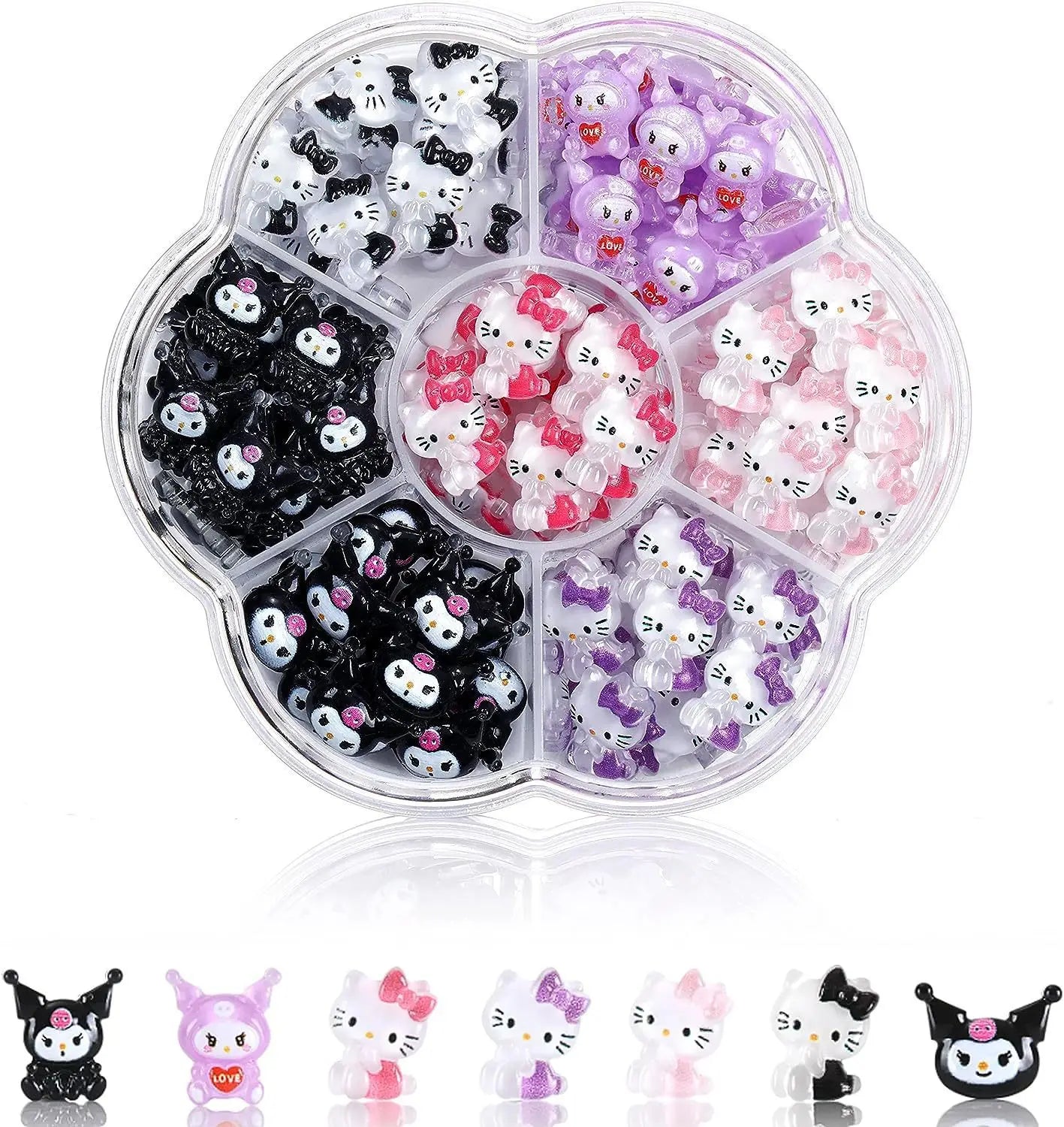70Pcs/50Pcs Kawaii Nail Art Charms Cartoon Sanrioed Hello Kitty Kuromi Nail Rhinestone Gems For Manicure DIY Crafts