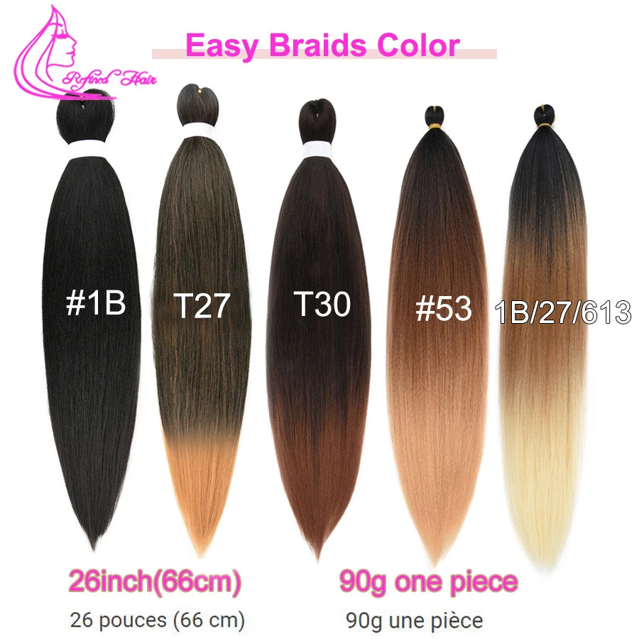 Easy Braiding Hair 26 inch long Jumbo Braids Yaki Straight Crochet Synthetic Ombre Hair Extensions Low temperature Fiber 90g/ pc