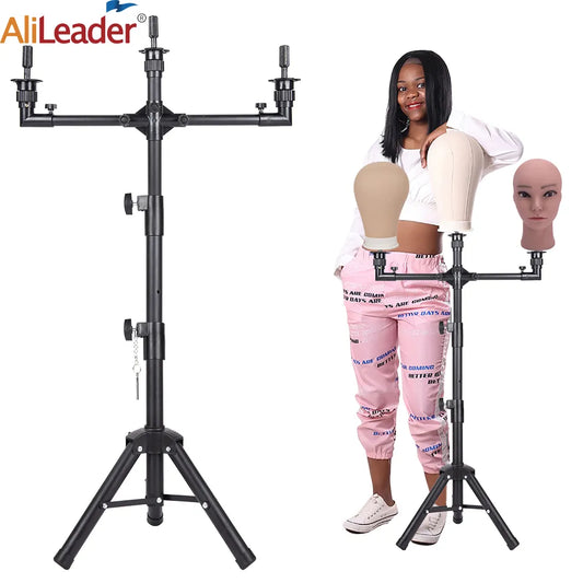 Multifunction Three Holders Wig Stand Wig Tripod Wig Mannequin Head Stand For Canvas Block Mannequin Head / Training Doll Head