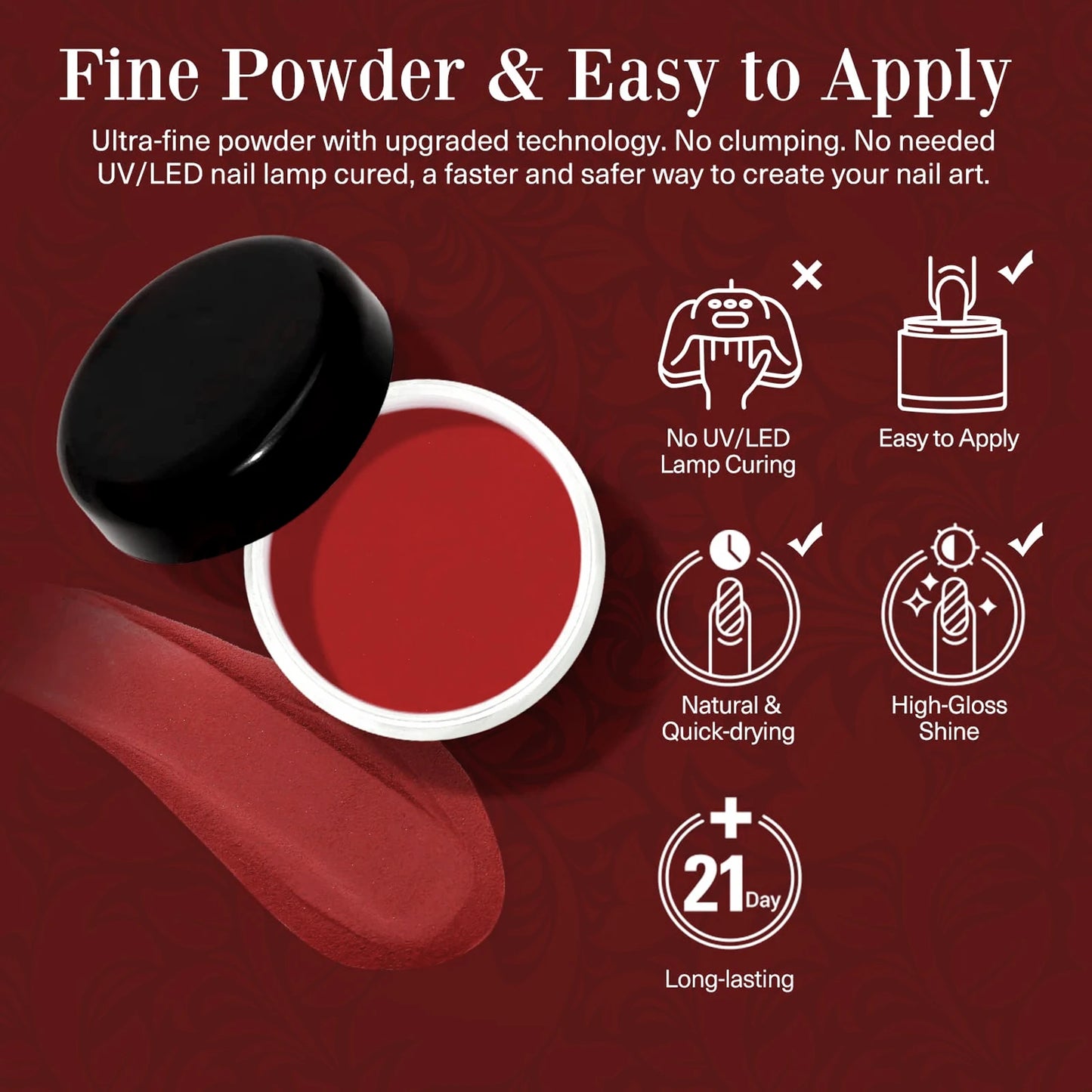 Fine 6 box/set Very Fine Scarlet Crimson Red Series Dip Powder Nail Kit Dipping Powder Set as Nail Gel Naill Polish Effect