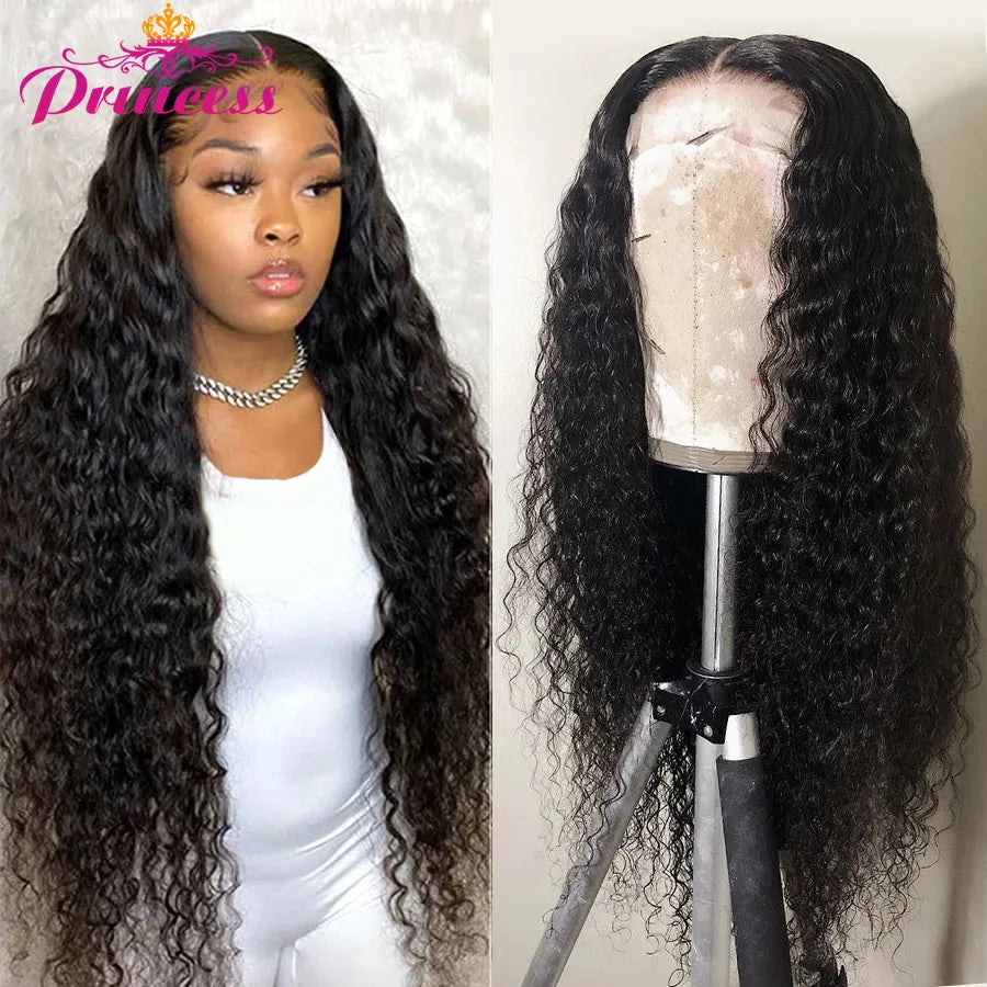 Princess 13x4/13x6 HD Transparent Lace Front Human Hair Wigs PrePlucked Brazilian Deep Wave Lace Frontal Wig with Baby Hair