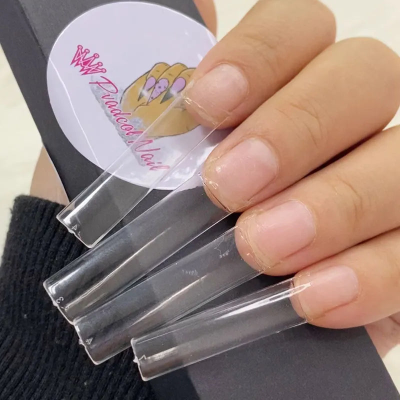 500pcs Flat Square XXL Long Acrylic Nail Tips Flatter Straight Non C Curve Half Cover False Nails Tip Manicure Tool