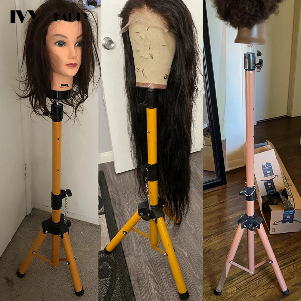 130cm Wig Stand Tripod Hairdressing Training Mannequin Head Tripod Holder For Hairdressers Salon Display Styling Tripod For Wigs