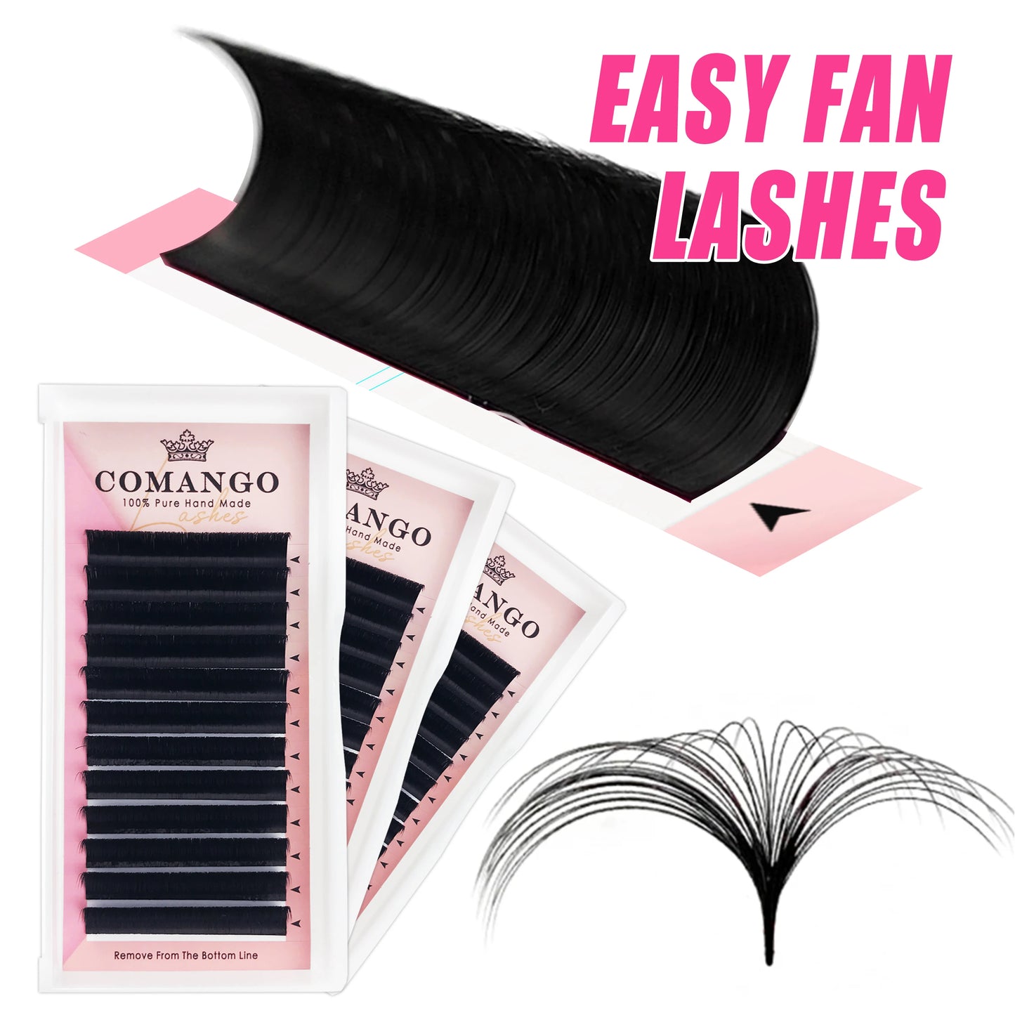 CoMango Easy Fan Lashes Extension DIY 2d/3d/4d/10d Faux Mink Blooming Eye Lash Extensions 0.03/0.05/0.07 Makeup Lashes