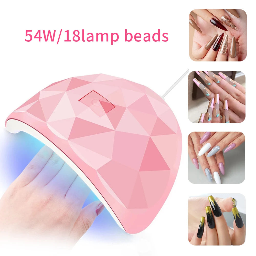 CNHIDS 54W 18 LED Drying Lamp Manicure UV Nail Dryer Curing Gel Nail Polish With USB Smart Timer Sun Light Nail Art Tools