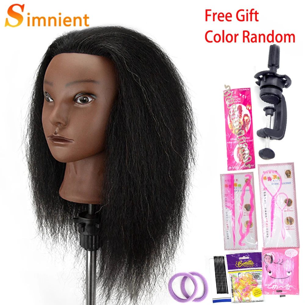 Afro Mannequin Heads for Braiding Maniquí Hair Dolls Real Human Training Hairdresser Model Natural Women's Hairdressing Kit Wigs