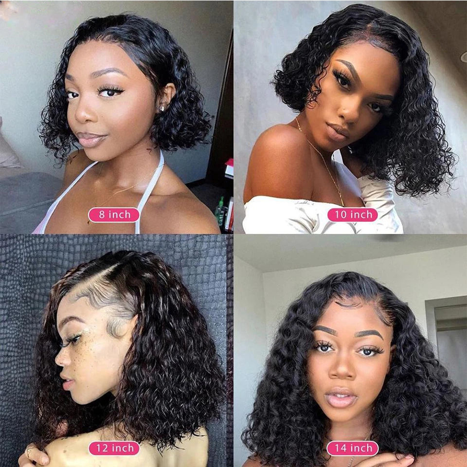 Short Curly Bob Wig Human Hair 13x4 Lace Front Human Hair Wigs Jerry Curly Bob Hair 13x4 Full Lace Frontal Wigs