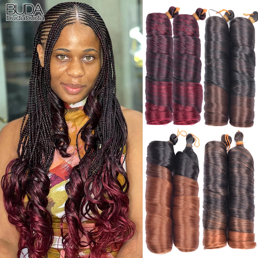 French Curls Braiding Hair 24Inch Synthetic Spiral Curls Braids Hair Extensions For Women Pre Stretched Loose Wave Braiding Hair