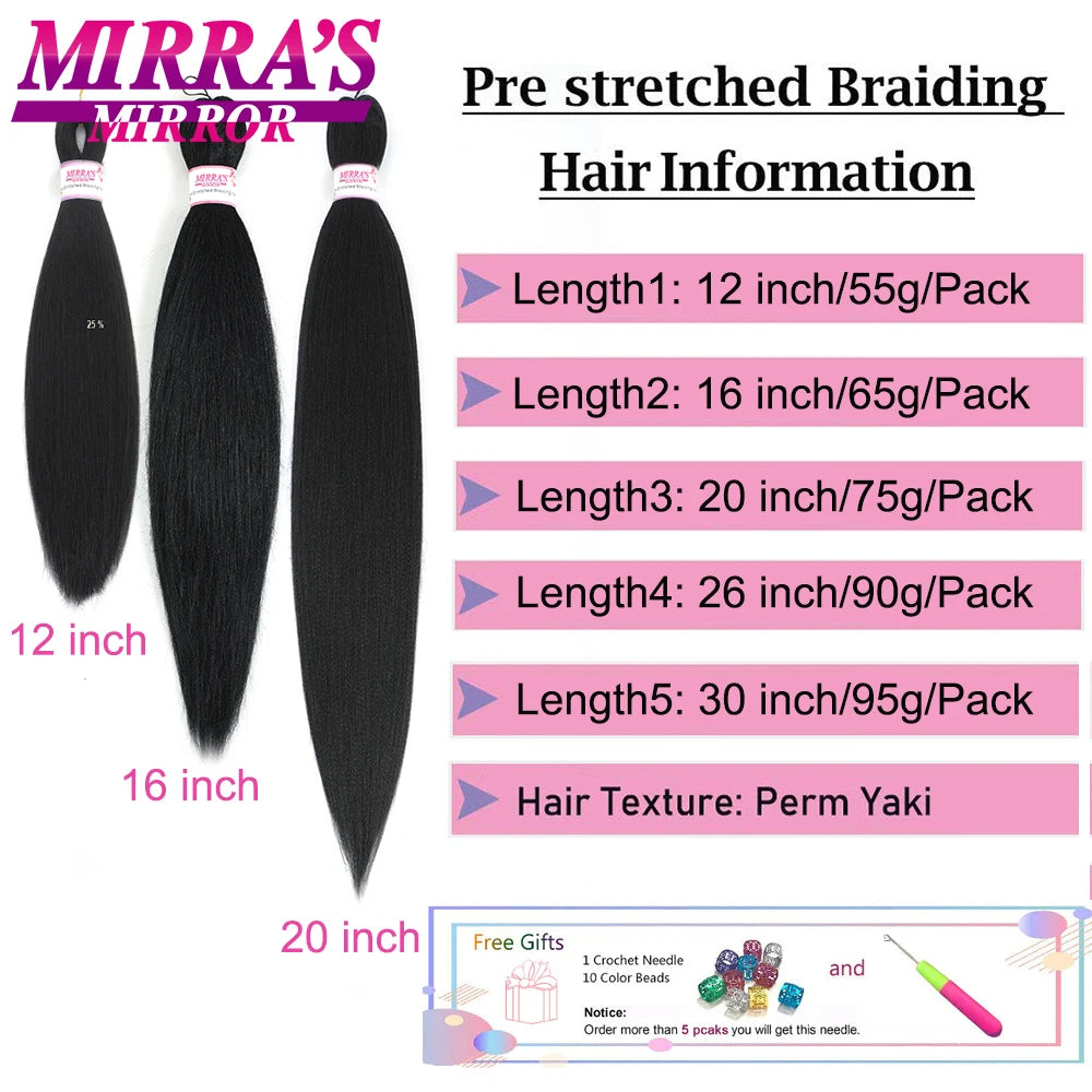 Soft Synthetic Braiding Hair for Kids Short Jumbo Braids Hair 12/16/20/26/30 Inch Pre Stretched Yaki Straight Hair Extensions