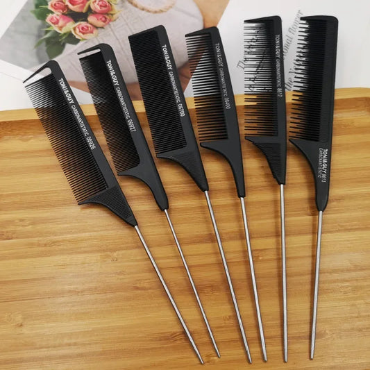 Professional Hair Tail Combs Stainless Steel Salon Cut Styling Comb Spiked Hair Care Styling Tools Barber Accessories Fine Teeth