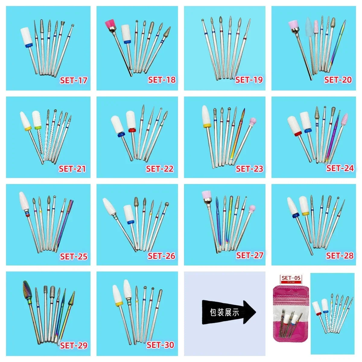 7 / manicure set diamond cutter grinding bit manicure milling cutter of cuticle nail tool grinding machine accessories