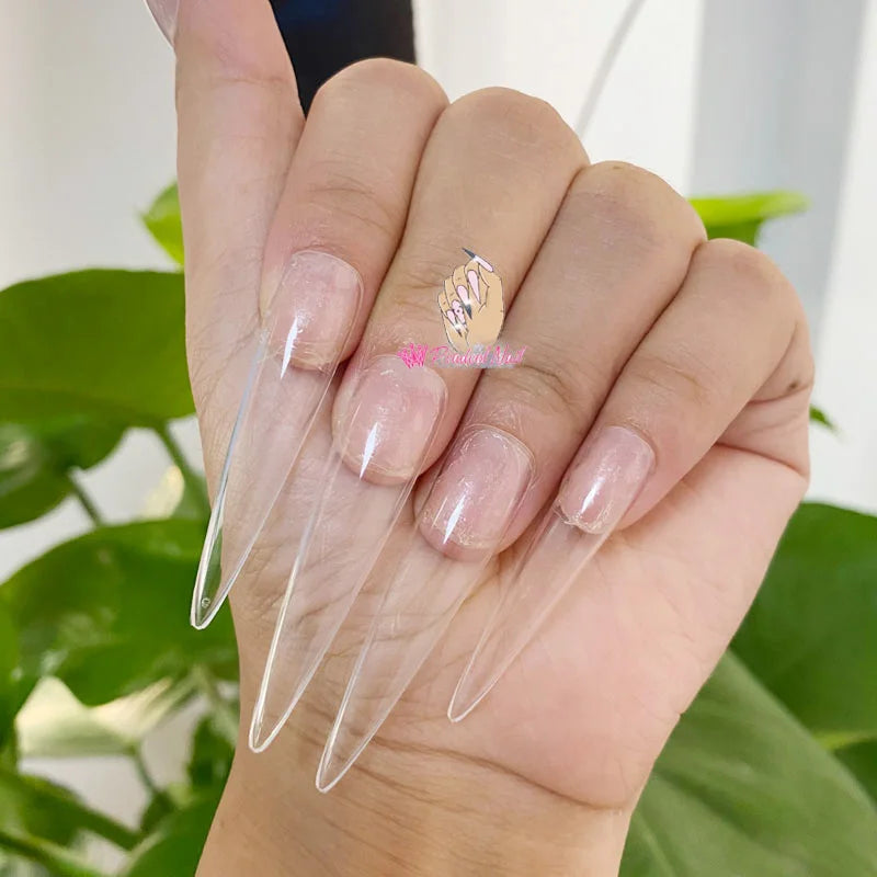 3XL Extra Long Stiletto Acrylic Press On Fake Nails Tips Clear Artificial Full Cover False Finger Sculpted Nail Manicure Tools