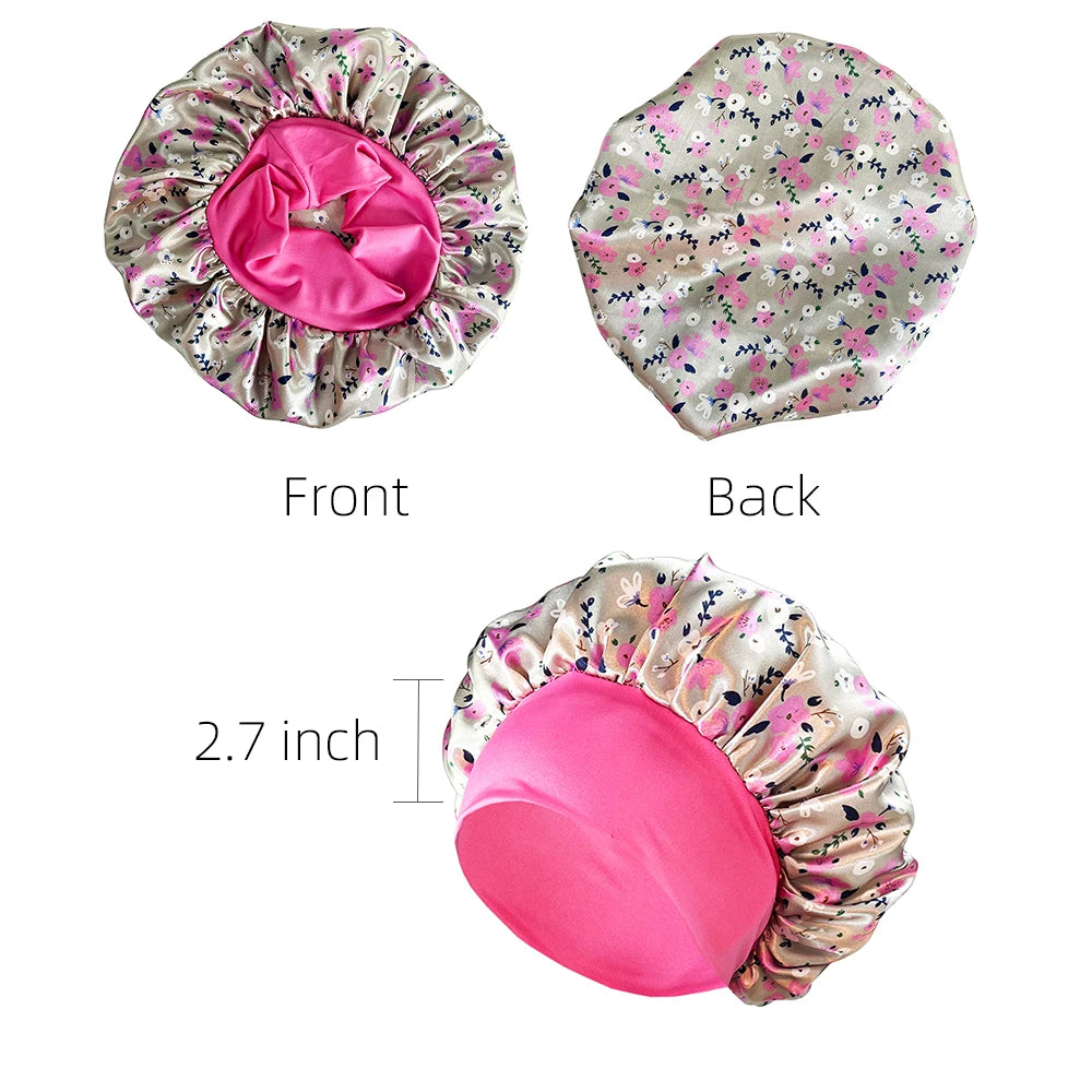 New Satin Bonnet Silk Night Sleeping Cap For Women Curly Braid Hair Multi Style Printing