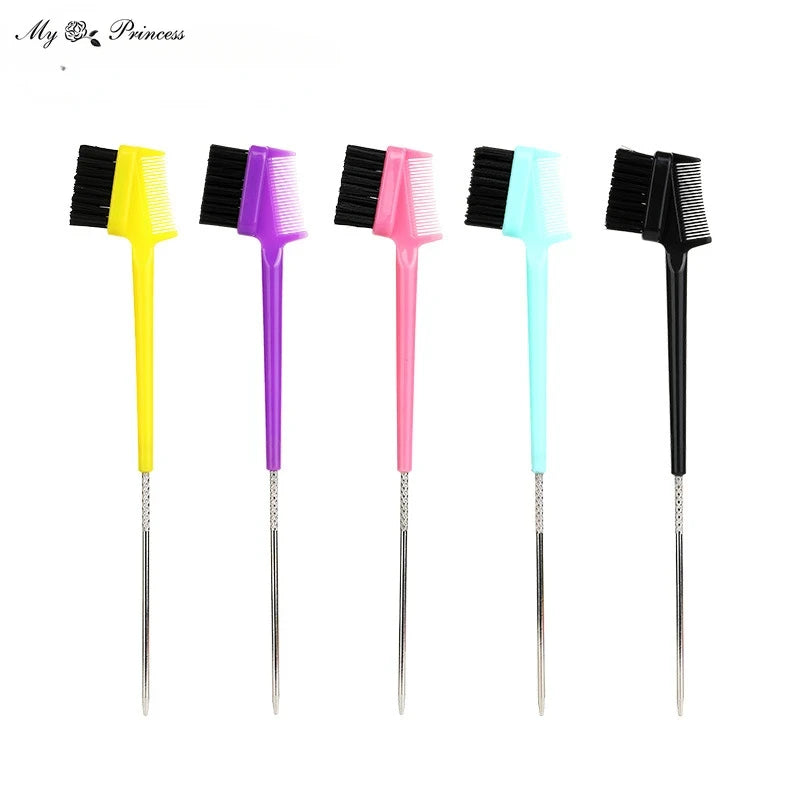 3-in-1 Double-ended Steel Eyebrow Brush Broken Hair Comb Eyebrow Brush  Highlights Needle Tail Cleaning Brush Steel Eyebrow Comb