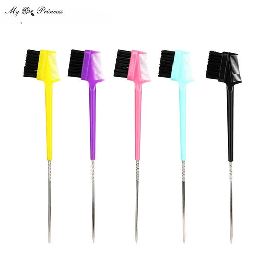 3-in-1 Double-ended Steel Eyebrow Brush Broken Hair Comb Eyebrow Brush  Highlights Needle Tail Cleaning Brush Steel Eyebrow Comb