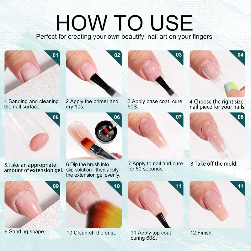 Poly UV Gel Kit All for Manicure Gel Nail Extension Set Slip Solution Builder Acrylic Gel Polish Nail Art Tool Design Fingertips