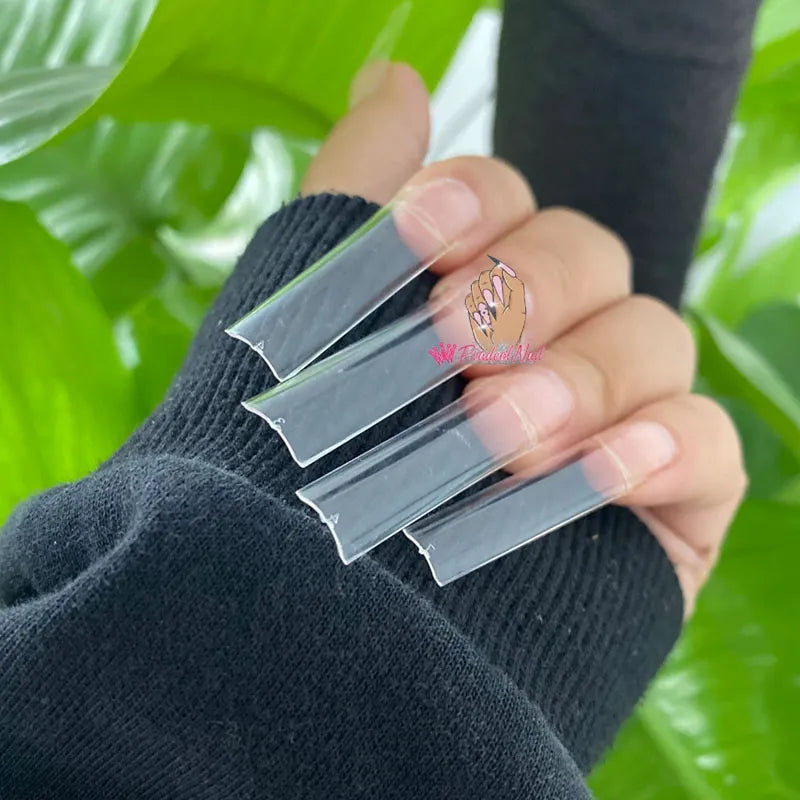 500pcs Flat Square XXL Long Acrylic Nail Tips Flatter Straight Non C Curve Half Cover False Nails Tip Manicure Tool