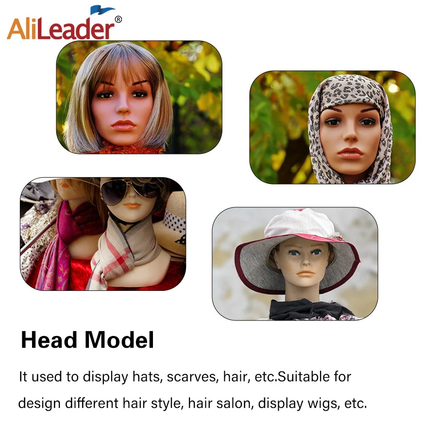 Realistic Female Mannequin Head With Shoulder Black Beige White Manikin Head For Display Wigs Toupee