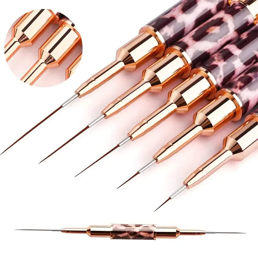 Nail Art Liner Brushes Double Head Leopard Print Acrylic French Stripe Drawing Painting Pen Gel Polish Nail Art Manicure Tools