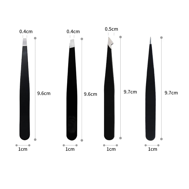 4Pcs/Set Professional Eyebrow Tweezers Eyebrow Hair Removal Clip Makeup Sets Eyelash Extension Eyelash Tweezers Beauty