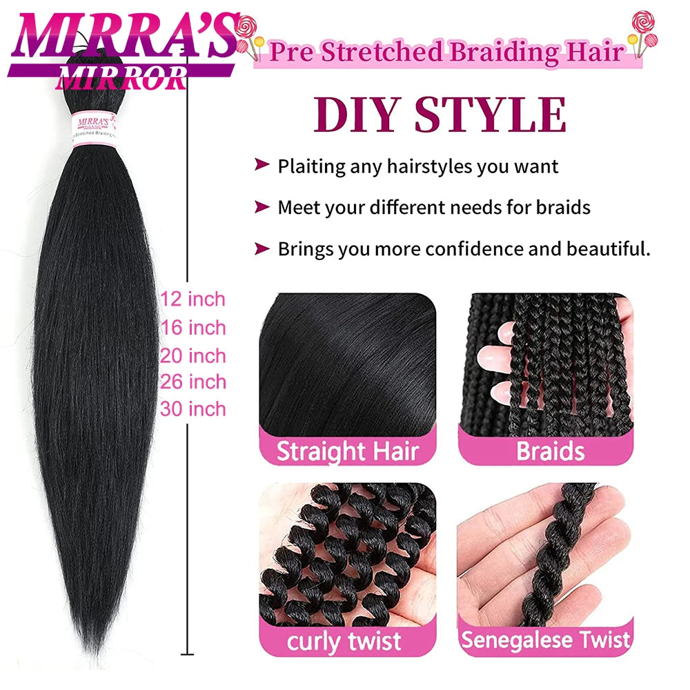 Soft Synthetic Braiding Hair for Kids Short Jumbo Braids Hair 12/16/20/26/30 Inch Pre Stretched Yaki Straight Hair Extensions