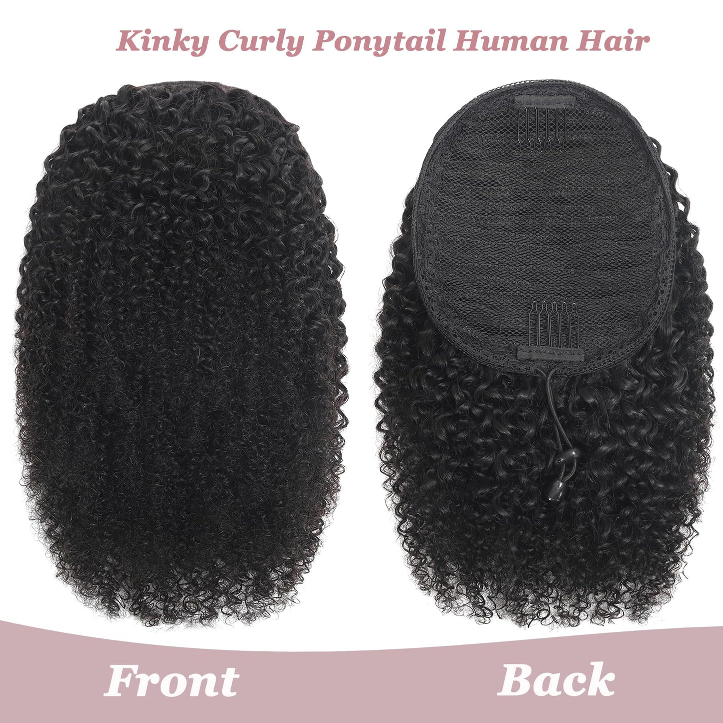 Kinky Curly Drawstring Ponytail Human Hair 10A Brazilian Virgin Human Hair Ponytail Natural Ponytail Extension Natural Black