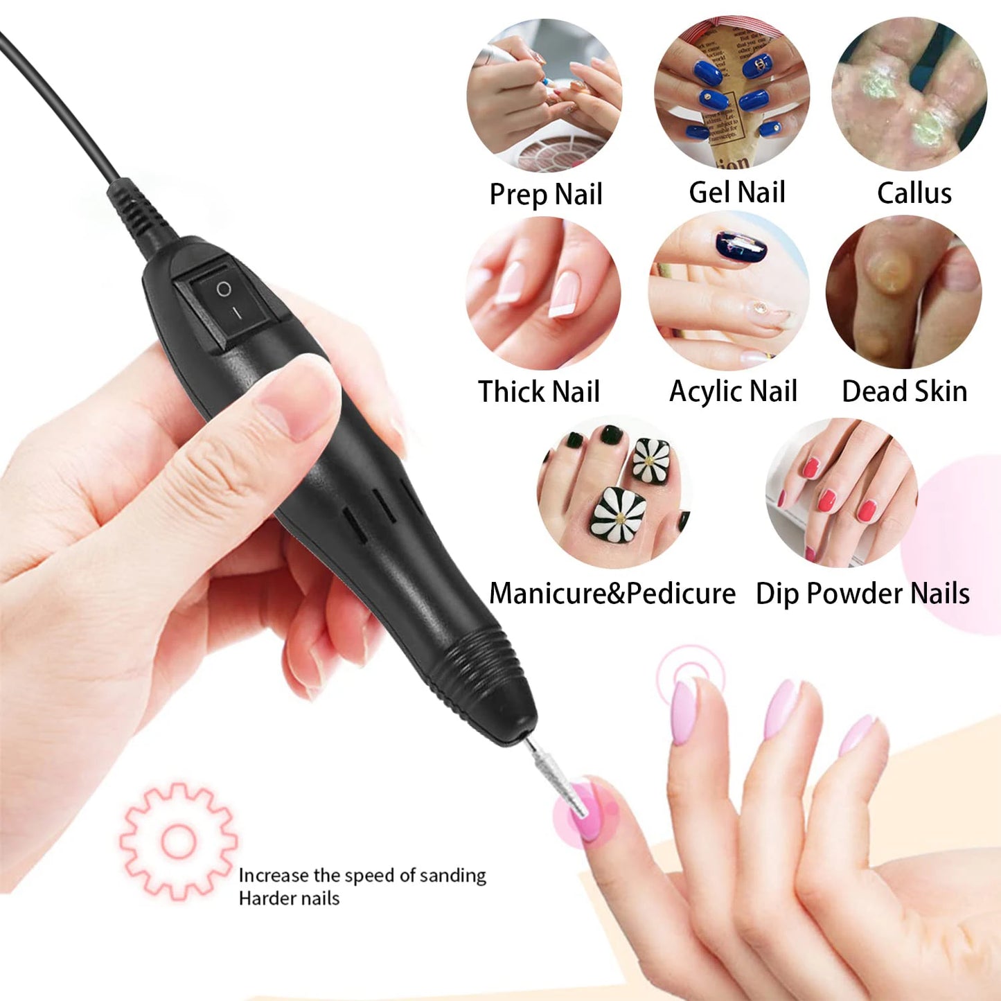 LINMANDA 35000RPM Electric Nail Drill Machine Drill Bits Set Gel Polish Remover Nail Capsule Cutter U-Shaped