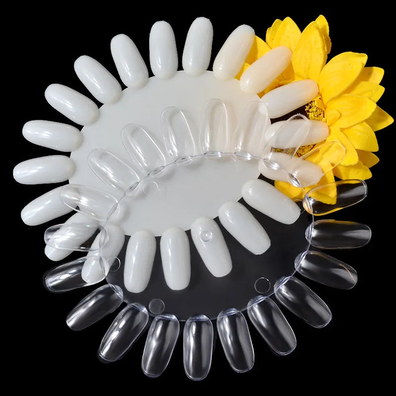 Nature Clear Acrylic False Nail Art Display Tips Fan Style Nail Swatch Polish Stand Practice Manicure Accessories Tool