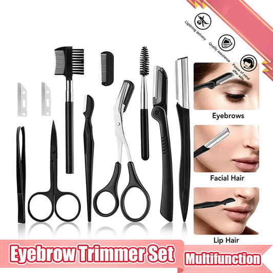 3-11PCS Eyebrow Trimmer Set Scissors Tweezers Eyebrow Razor Scraping Eyebrow Comb Razor Eyebrow Clip Makeup Tools Sets
