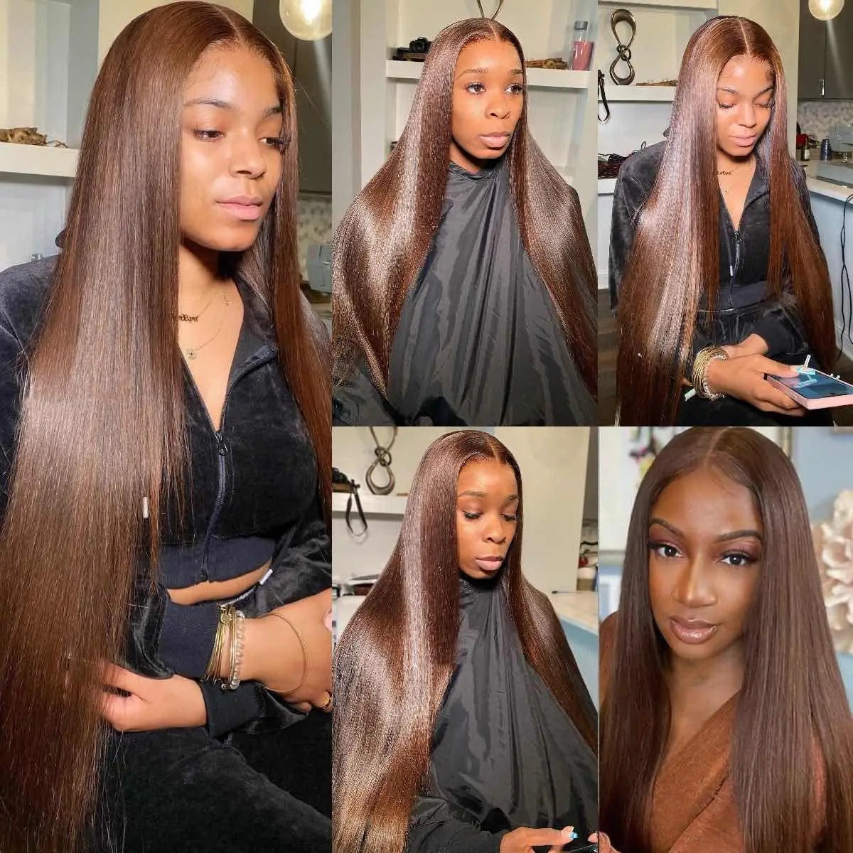 13x4 Straight Chocolate Brown Lace Front Human Hair Wigs For Women Pre Plucked Honey Brown 13x6 HD Transparent Lace Frontal Wigs