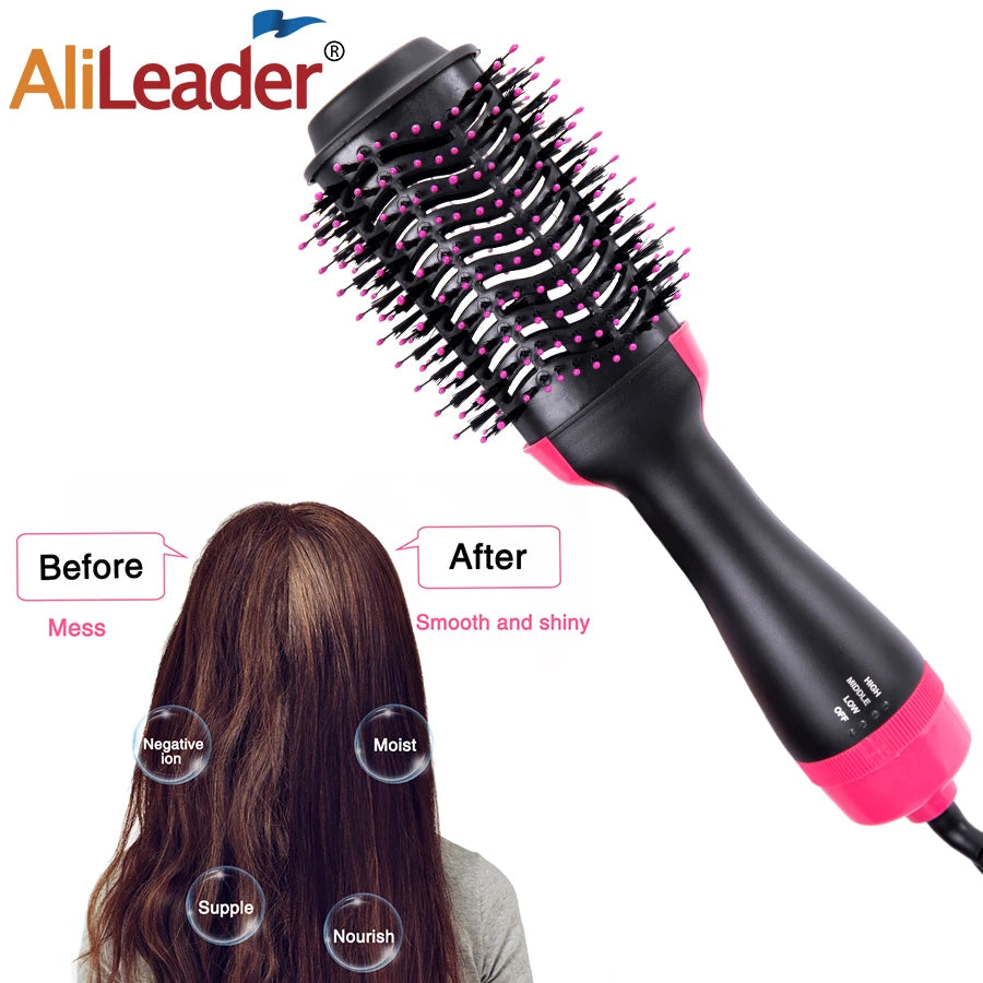 3 In 1 Hair Dryer Hot Air Brush Styler & Volumizer One Step Hair Straightener Curler Electric Blow Dryer Brush Wet And Dry Used