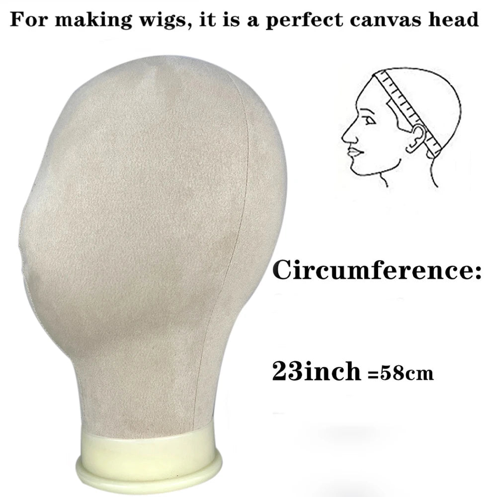 New 23inch Canvas Block Head Display Training Mannequin Head Styling Manikin Doll Head Wig Tripod Stand Free Get Wig Install Kit
